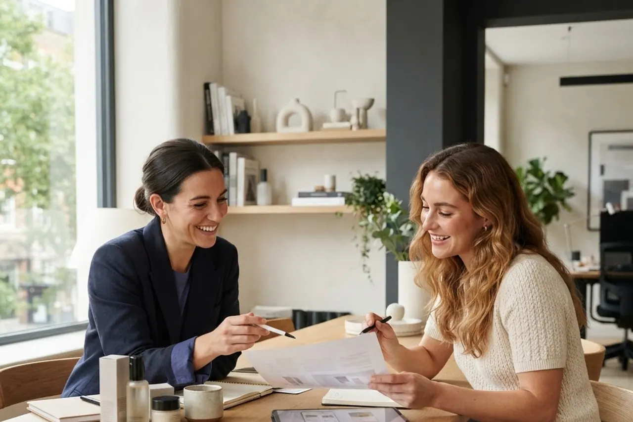 Brand partnerships manager collaborating with a content creator on a campaign