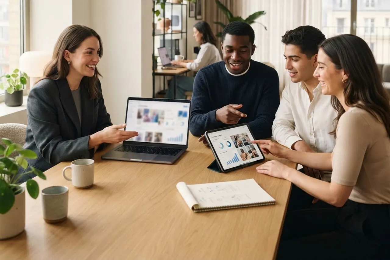 Creator marketing team reviewing a shortlist of social media creators