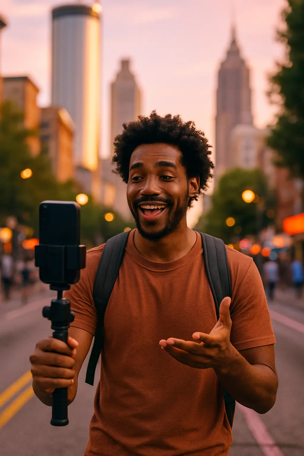 Content creator filming in Atlanta