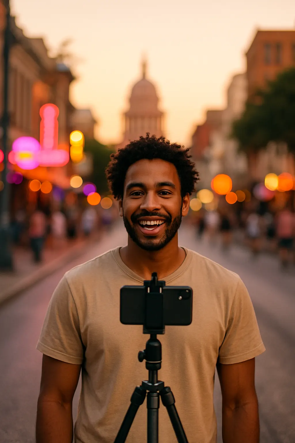 Content creator filming in Austin