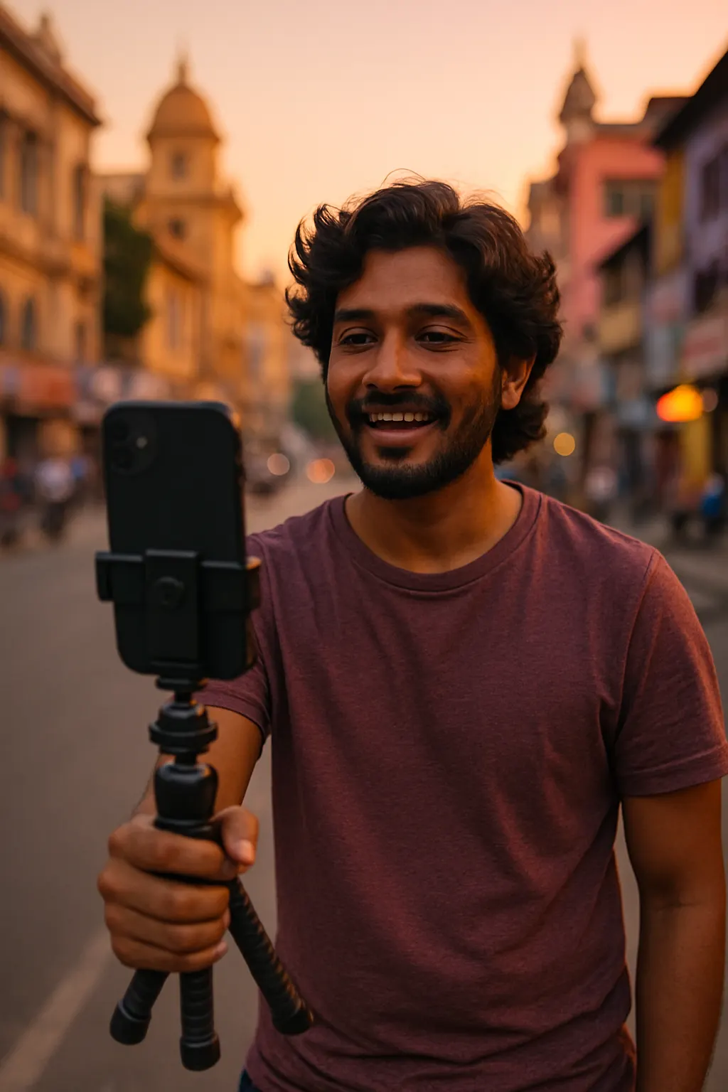 Content creator filming in Bangalore