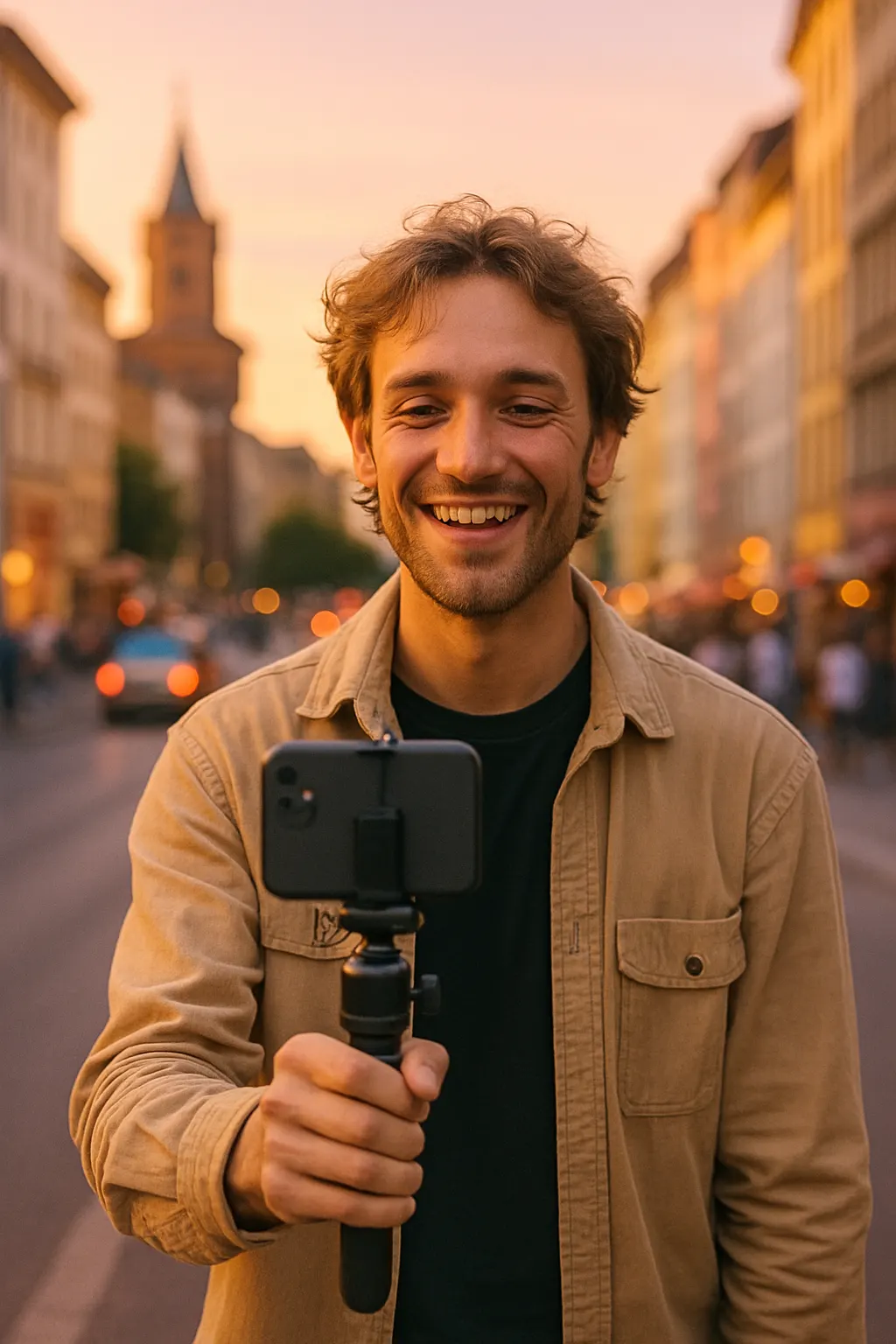 Content creator filming in Berlin