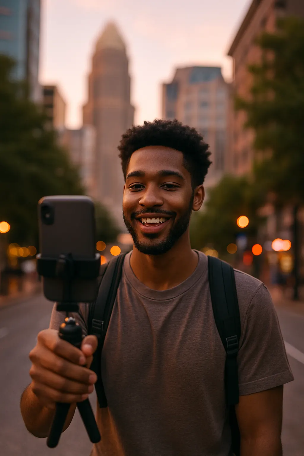 Content creator filming in Charlotte