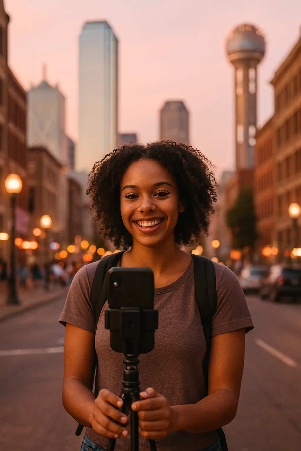 Content creator filming in Dallas