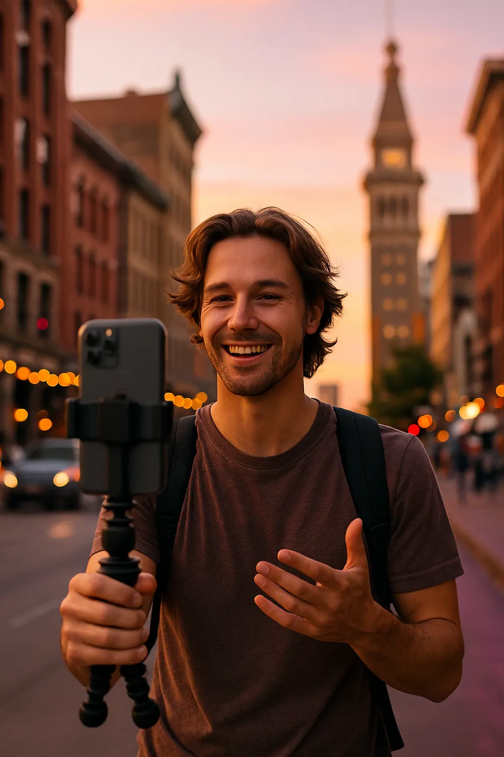 Content creator filming in Denver