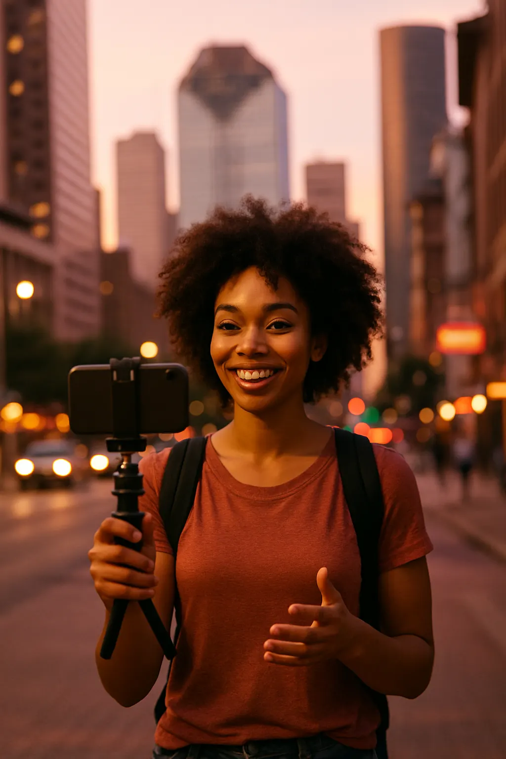 Content creator filming in Houston
