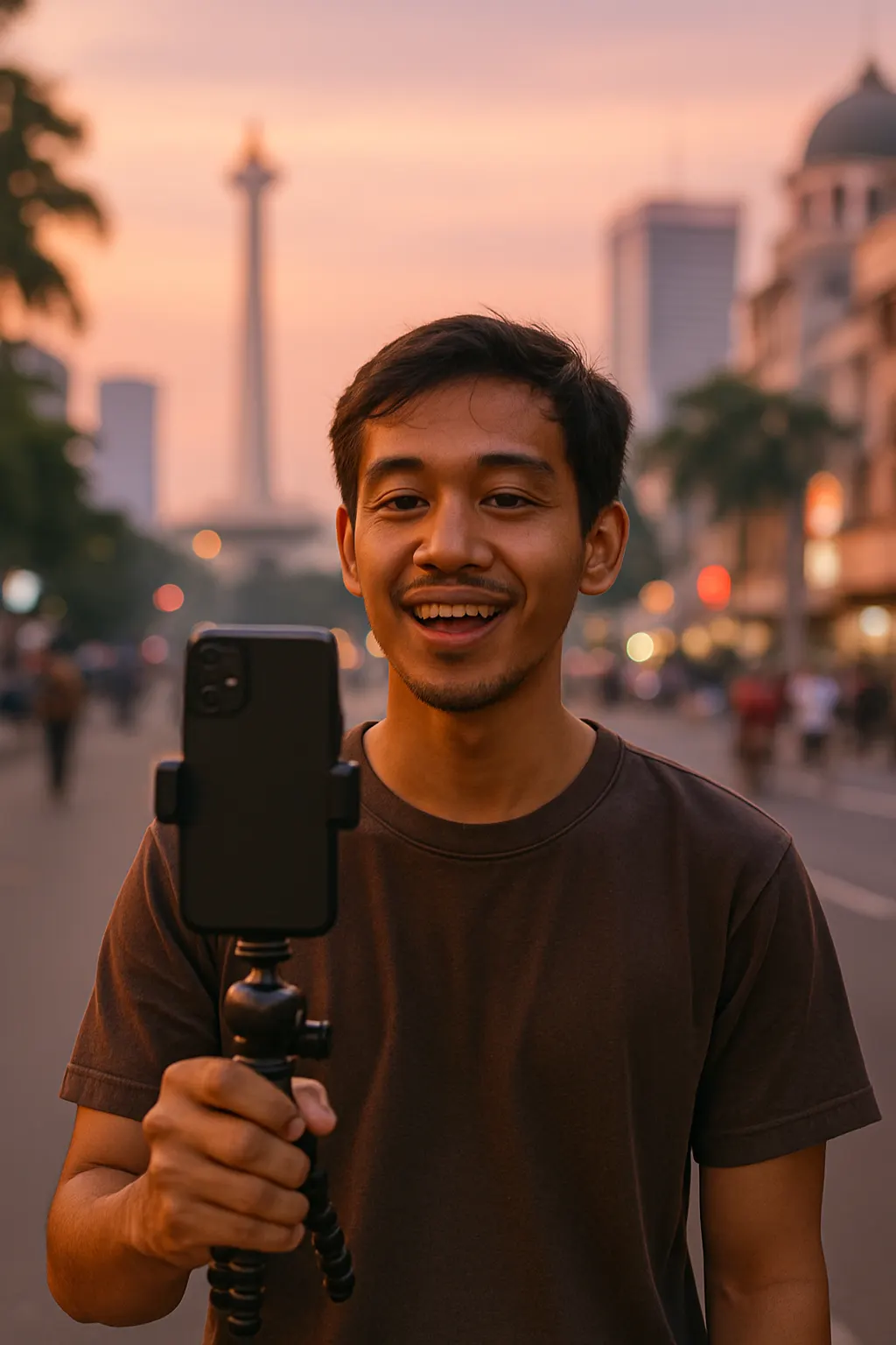 Content creator filming in Jakarta