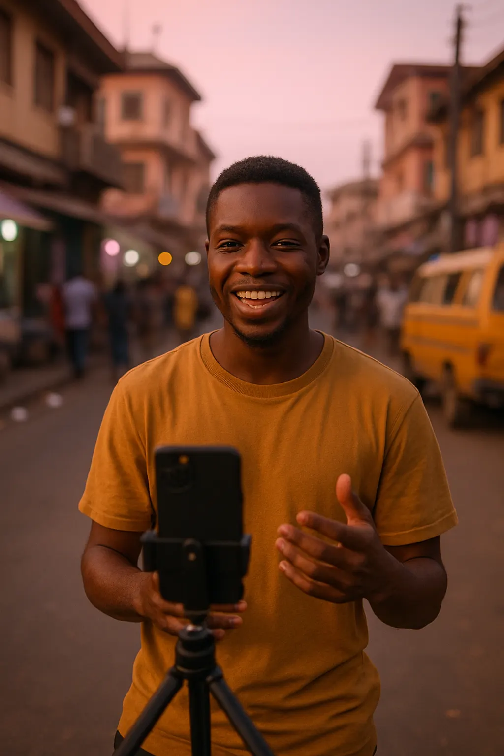 Content creator filming in Lagos