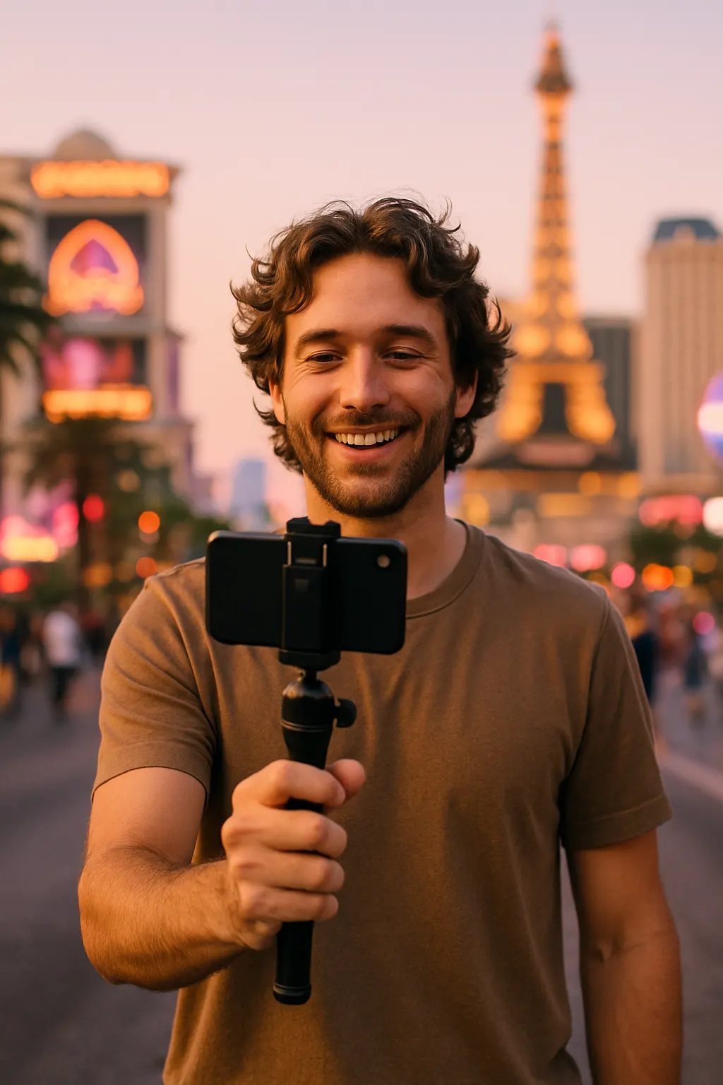 Content creator filming in Las Vegas