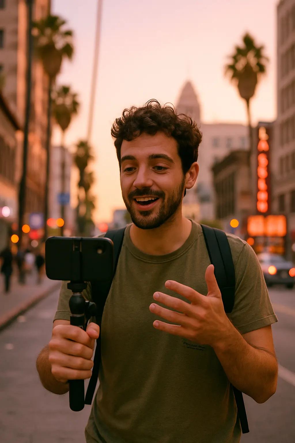 Content creator filming in Los Angeles