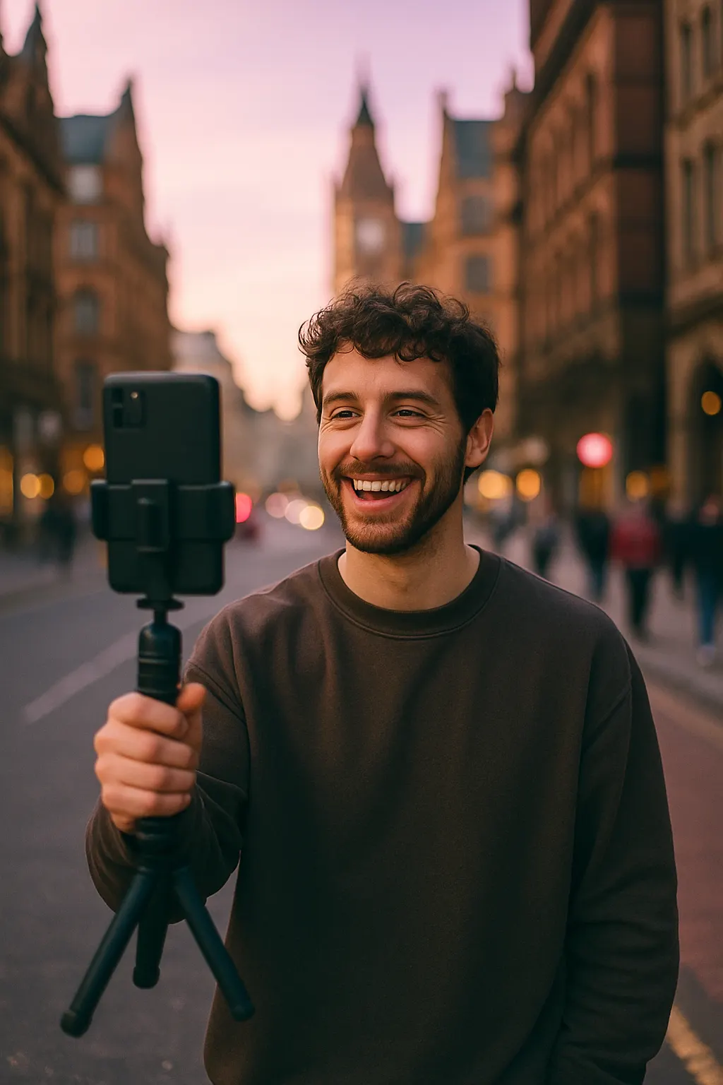 Content creator filming in Manchester