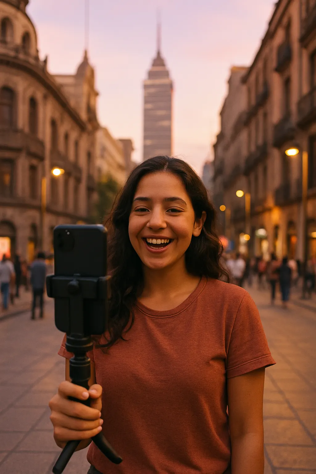Content creator filming in Mexico City