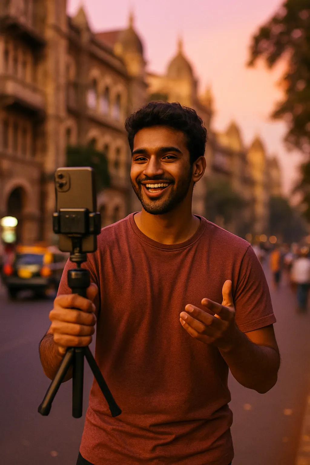 Content creator filming in Mumbai