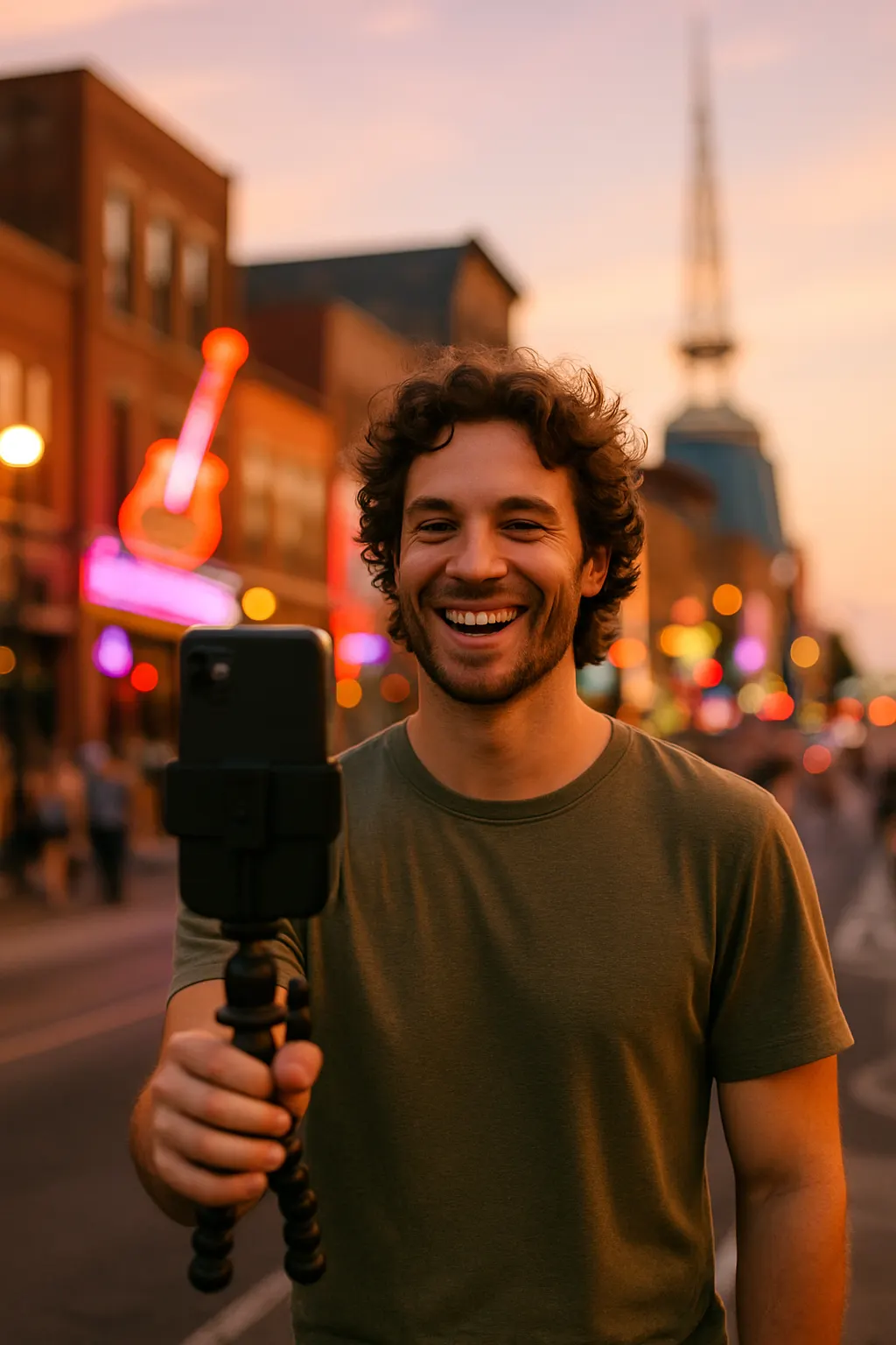 Content creator filming in Nashville