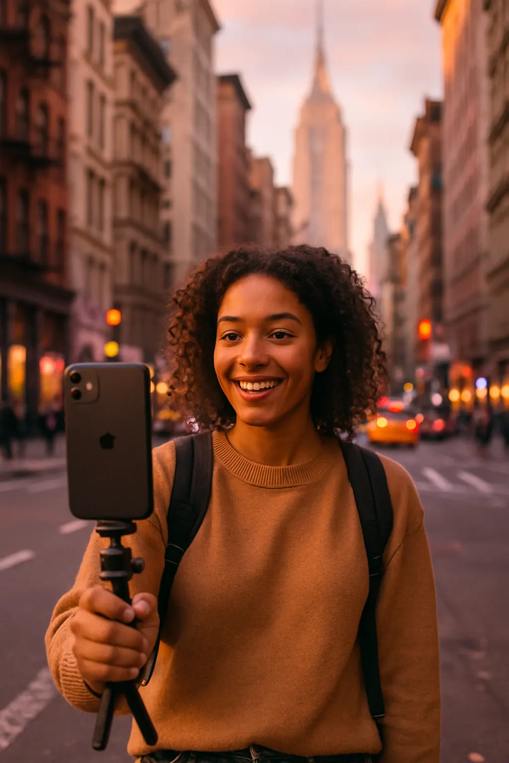 Content creator filming in New York