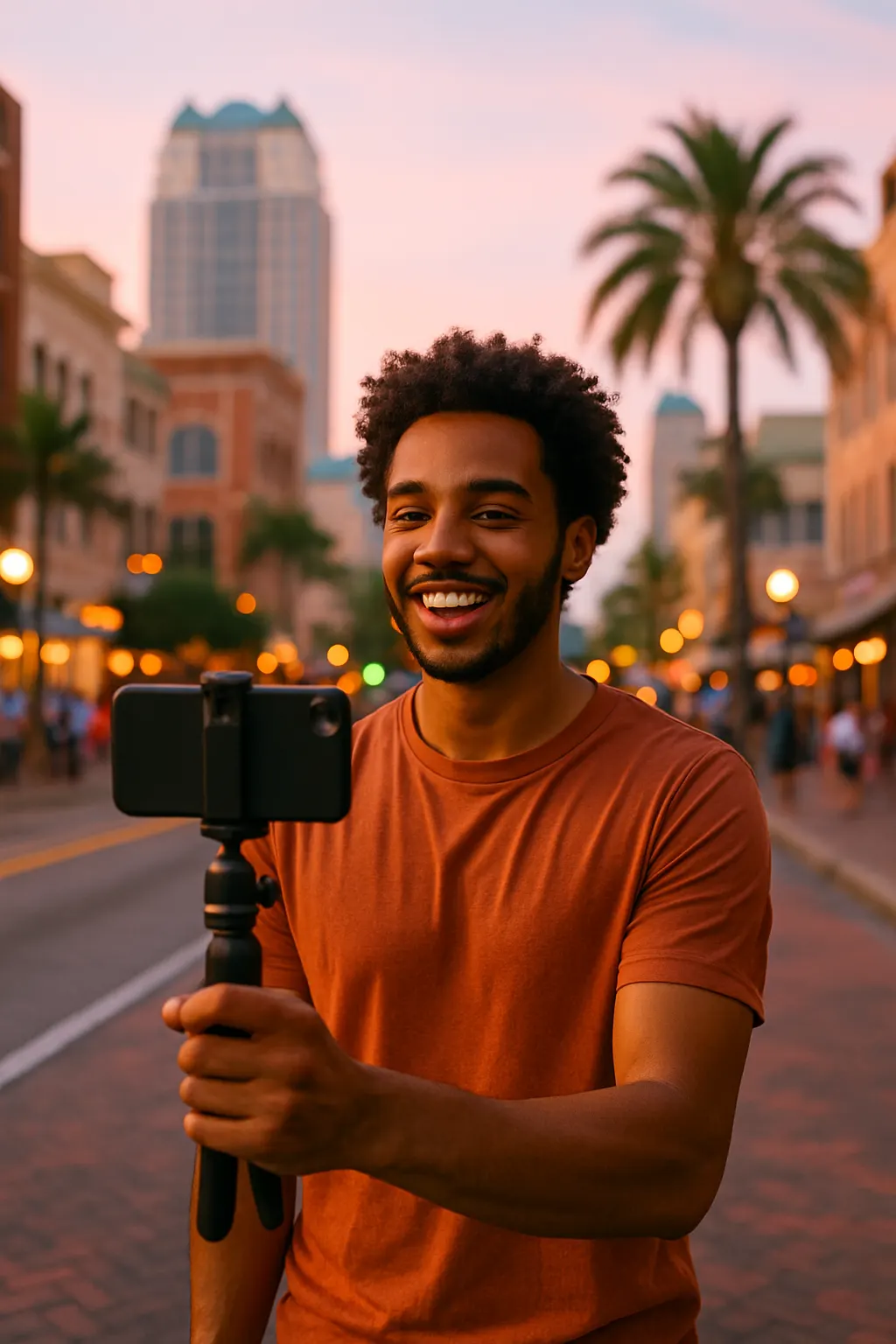 Content creator filming in Orlando
