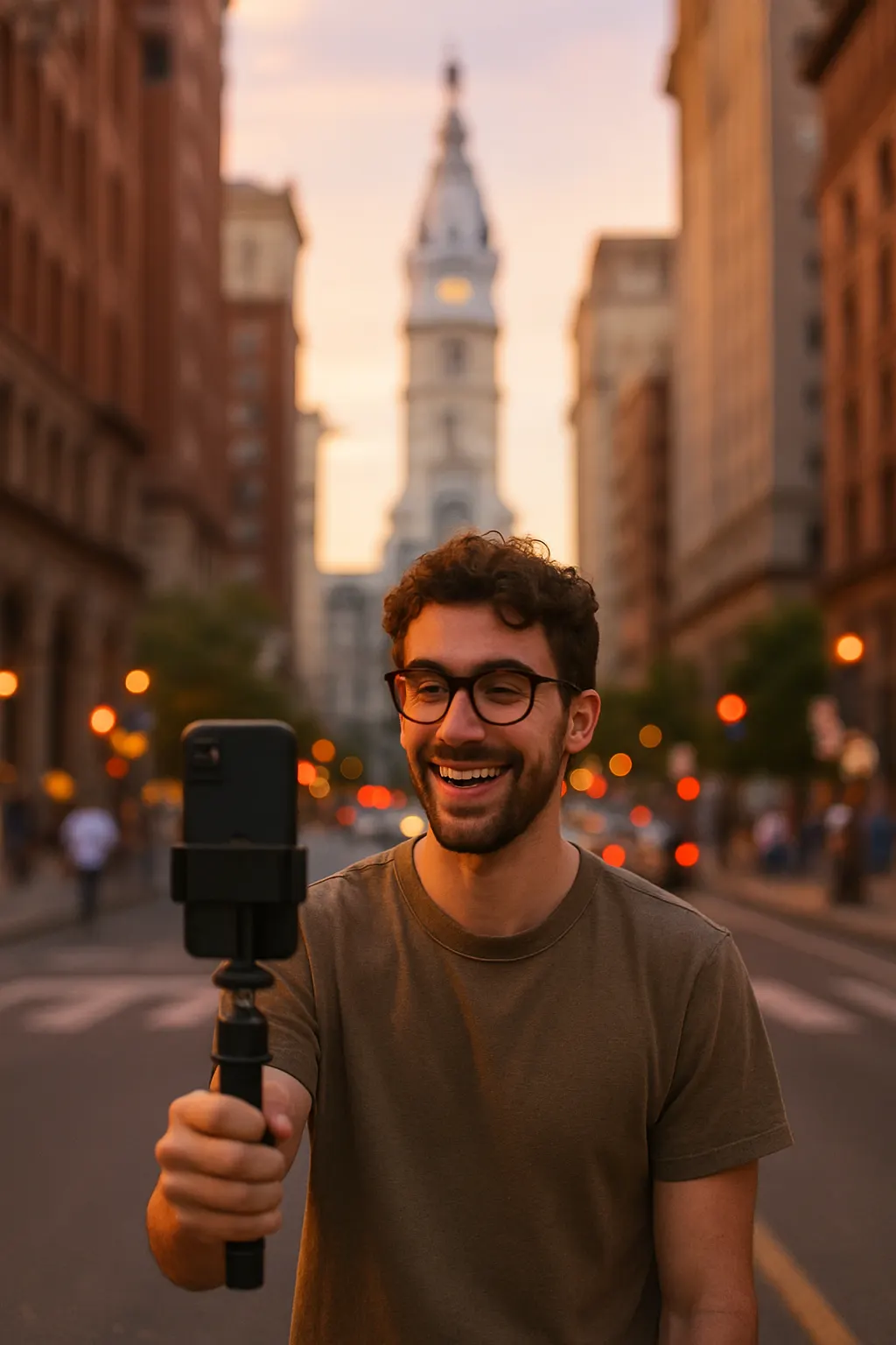 Content creator filming in Philadelphia