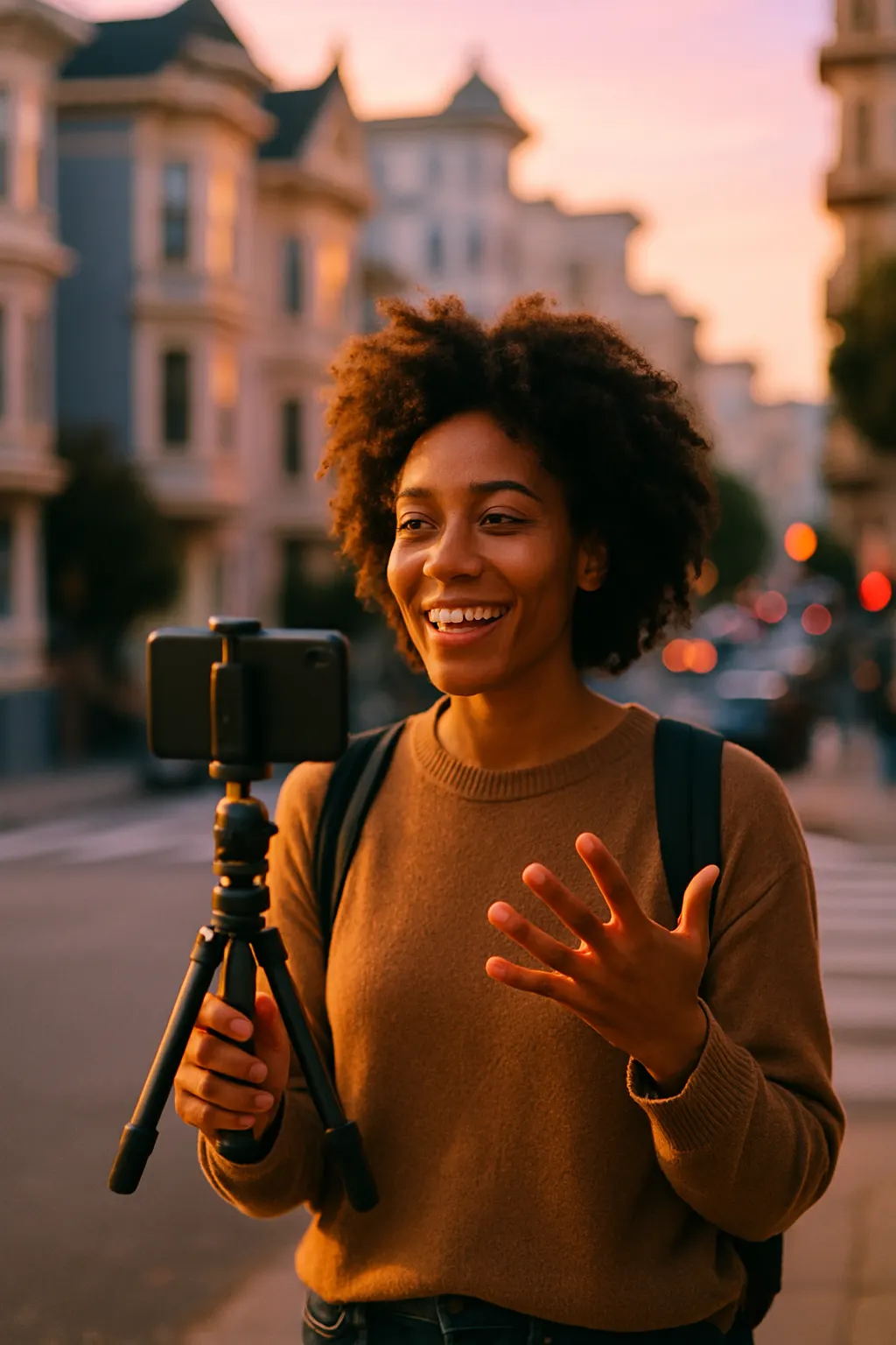 Content creator filming in San Francisco