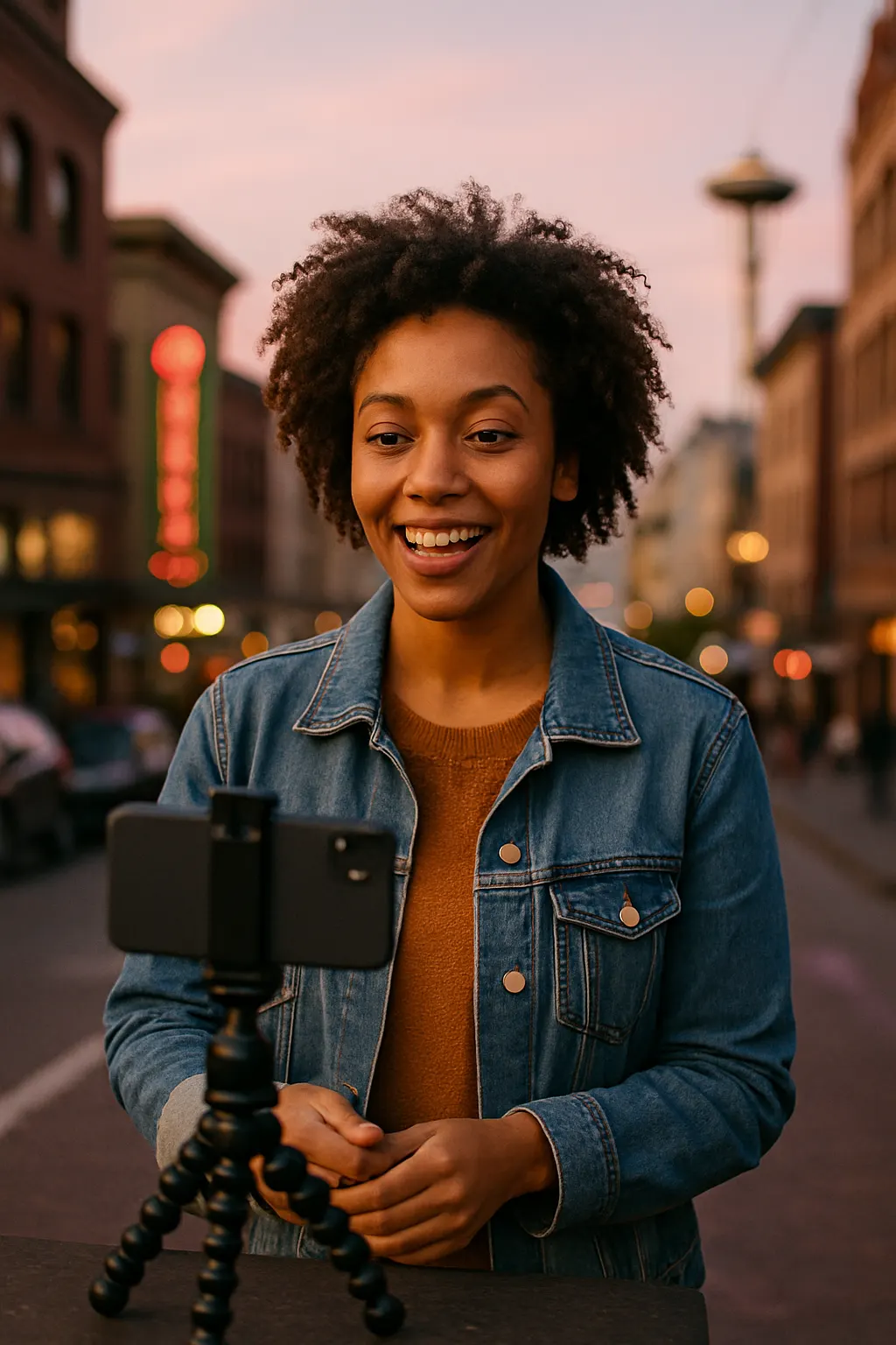 Content creator filming in Seattle