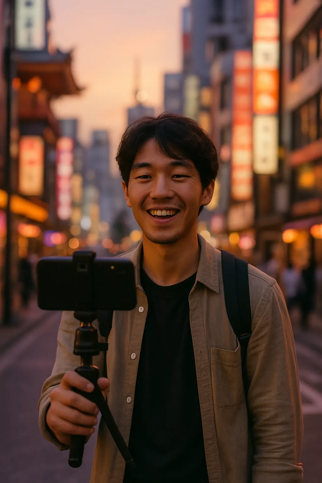 Content creator filming in Tokyo