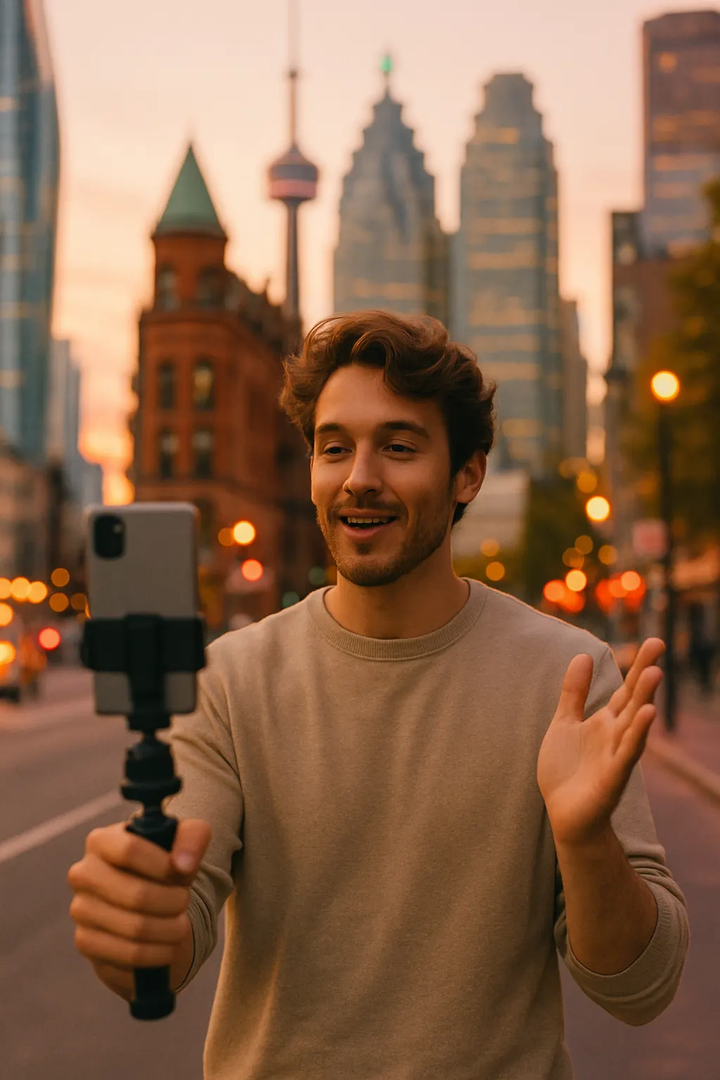 Content creator filming in Toronto