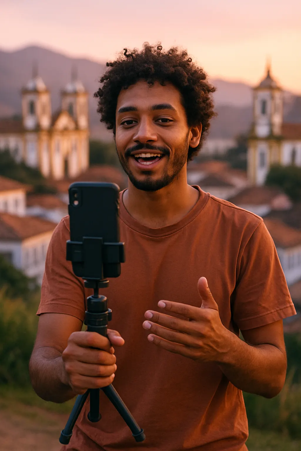 Content creator filming in Brazil