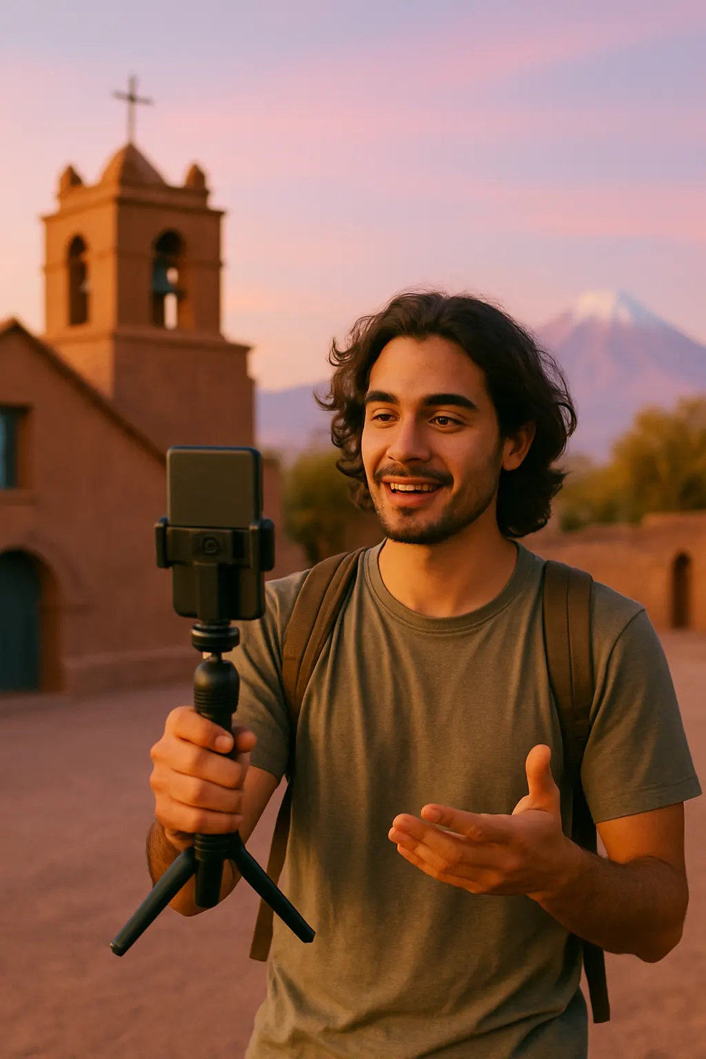 Content creator filming in Chile