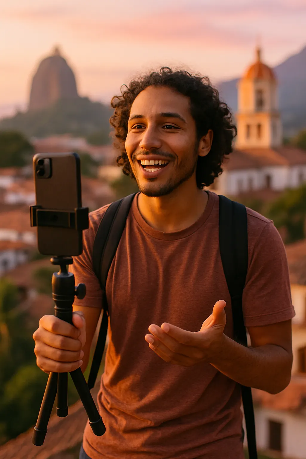 Content creator filming in Colombia