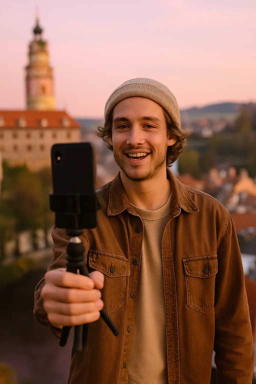 Content creator filming in Czechia