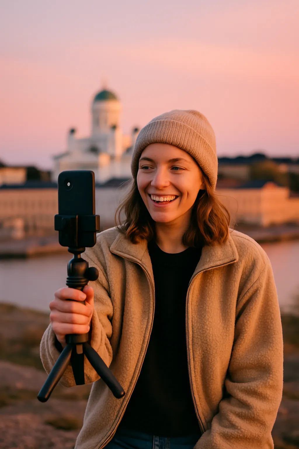 Content creator filming in Finland