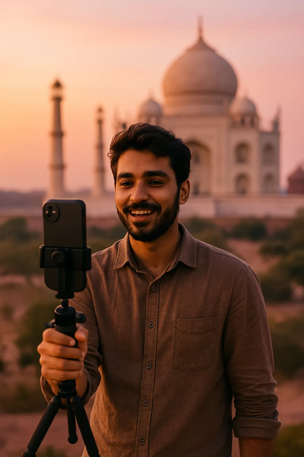 Content creator filming in India