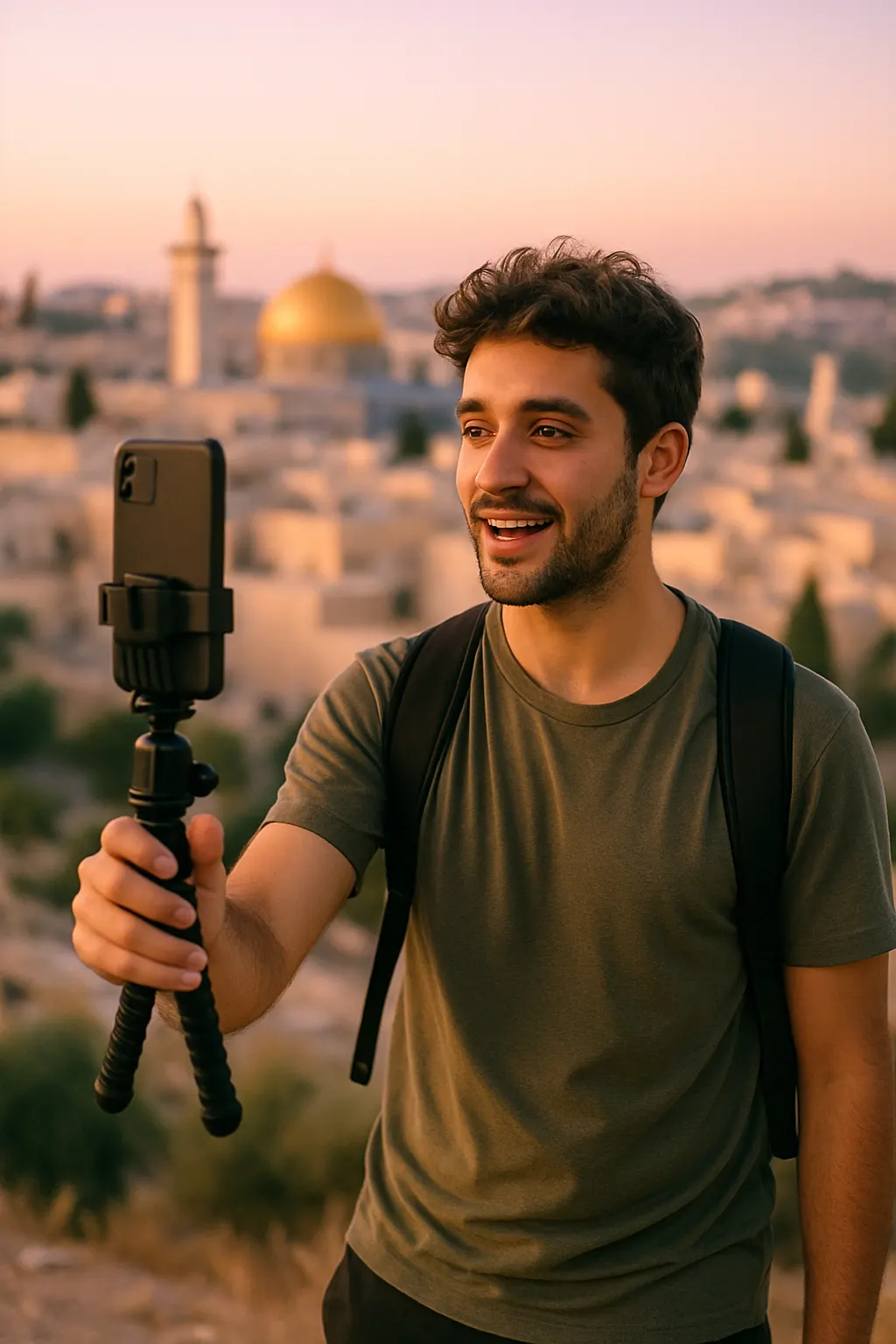 Content creator filming in Israel