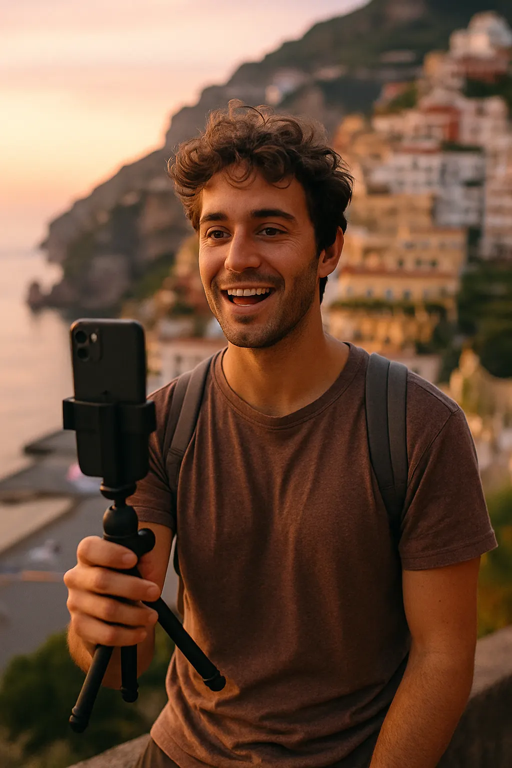 Content creator filming in Italy