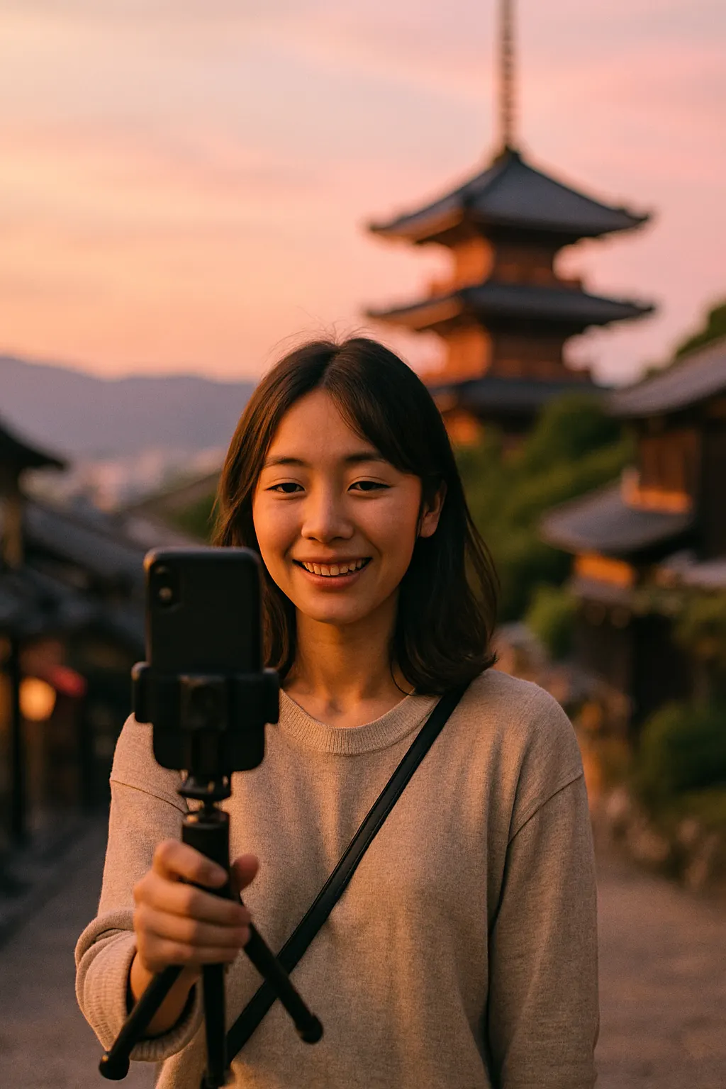 Content creator filming in Japan