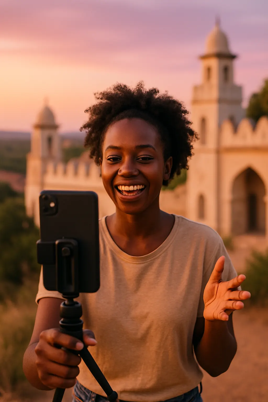 Content creator filming in Kenya