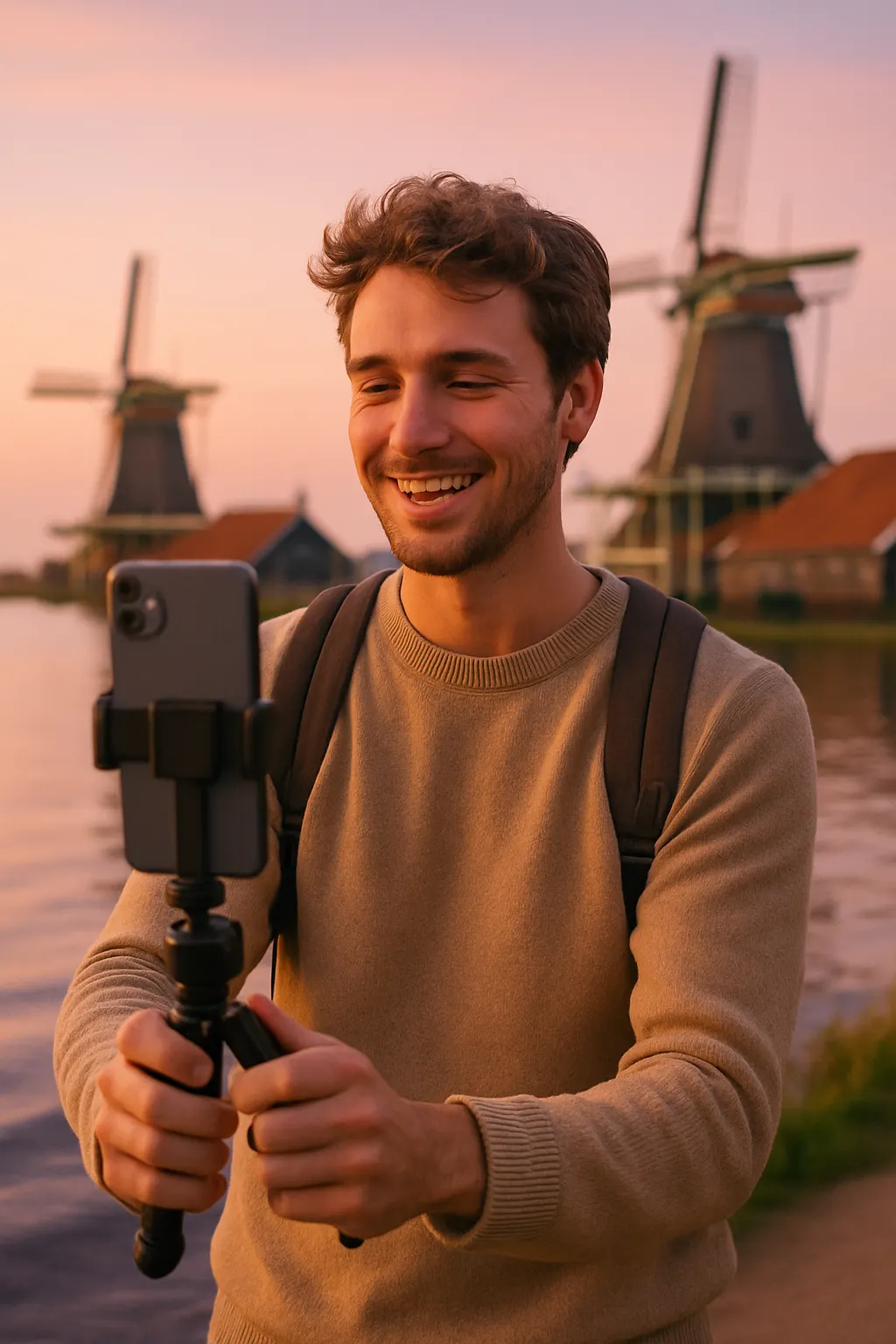 Content creator filming in Netherlands
