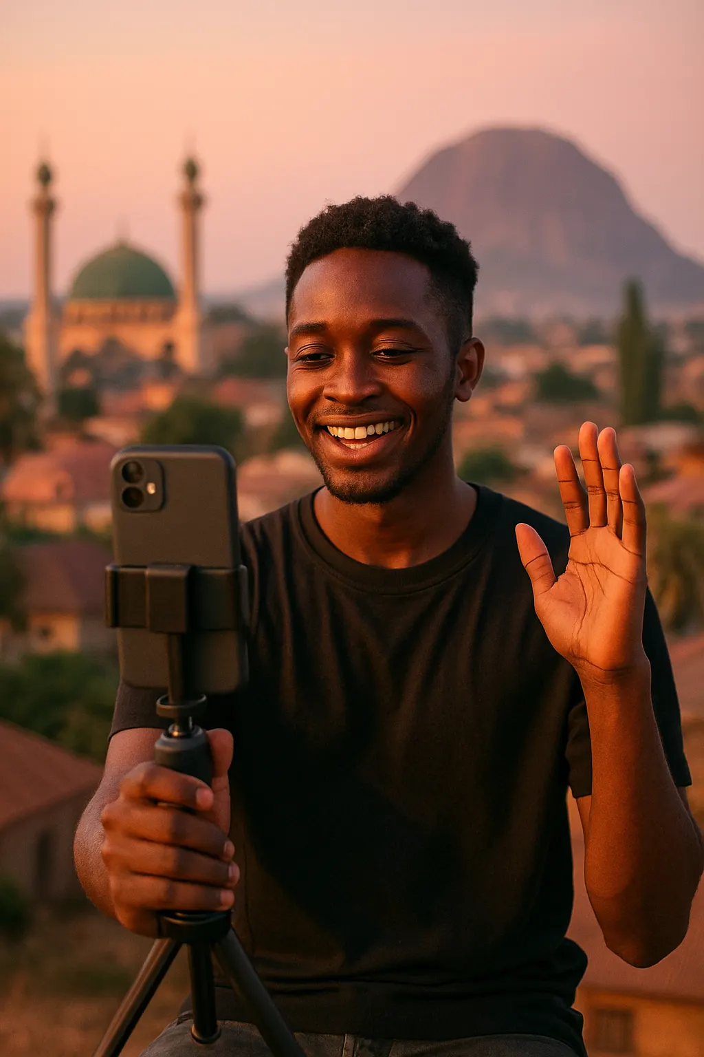 Content creator filming in Nigeria