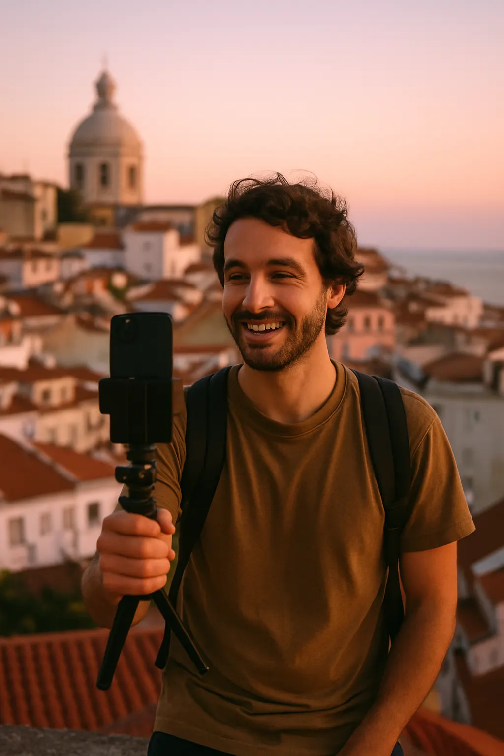 Content creator filming in Portugal
