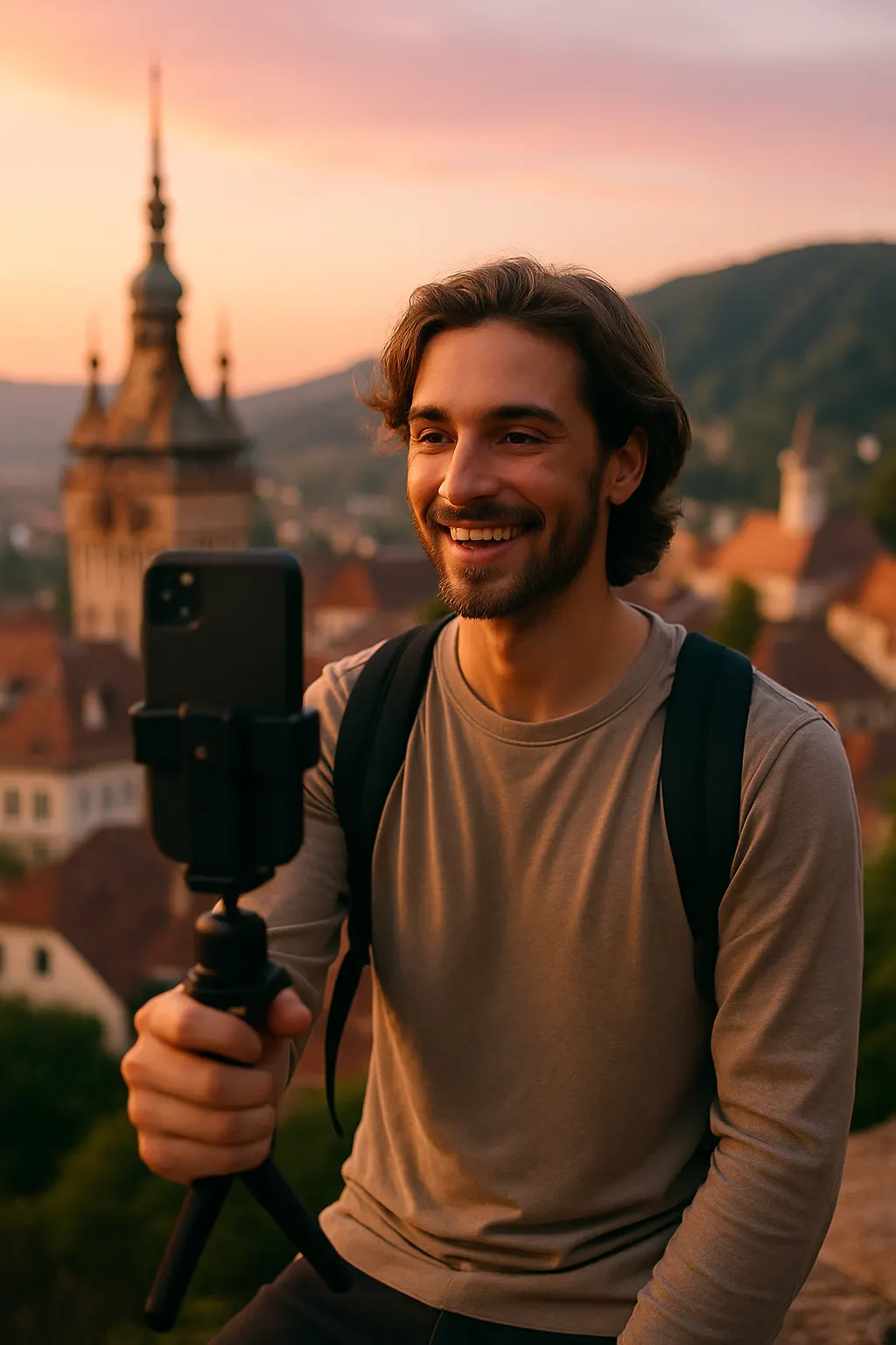 Content creator filming in Romania