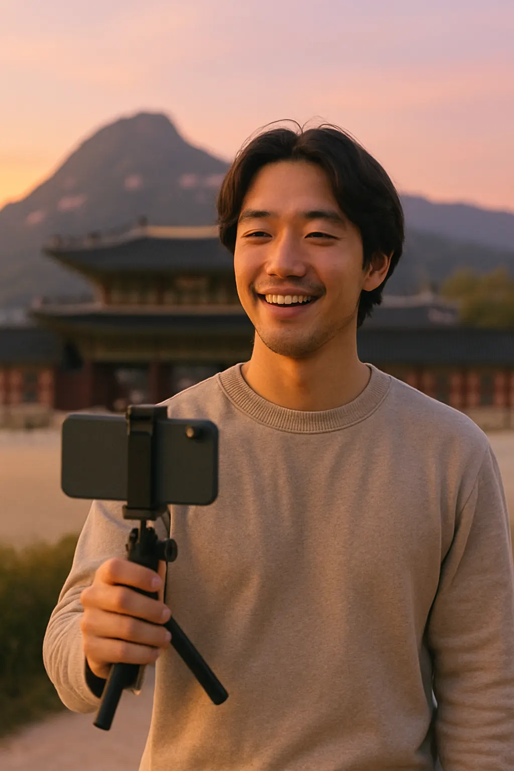 Content creator filming in South Korea