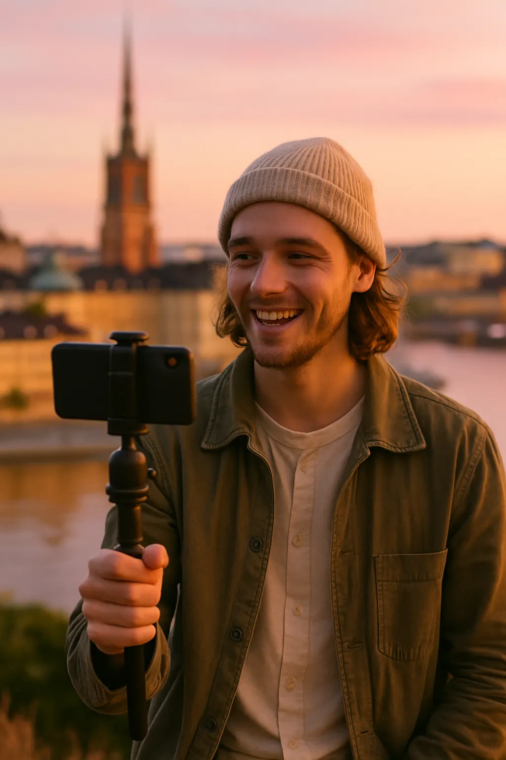 Content creator filming in Sweden
