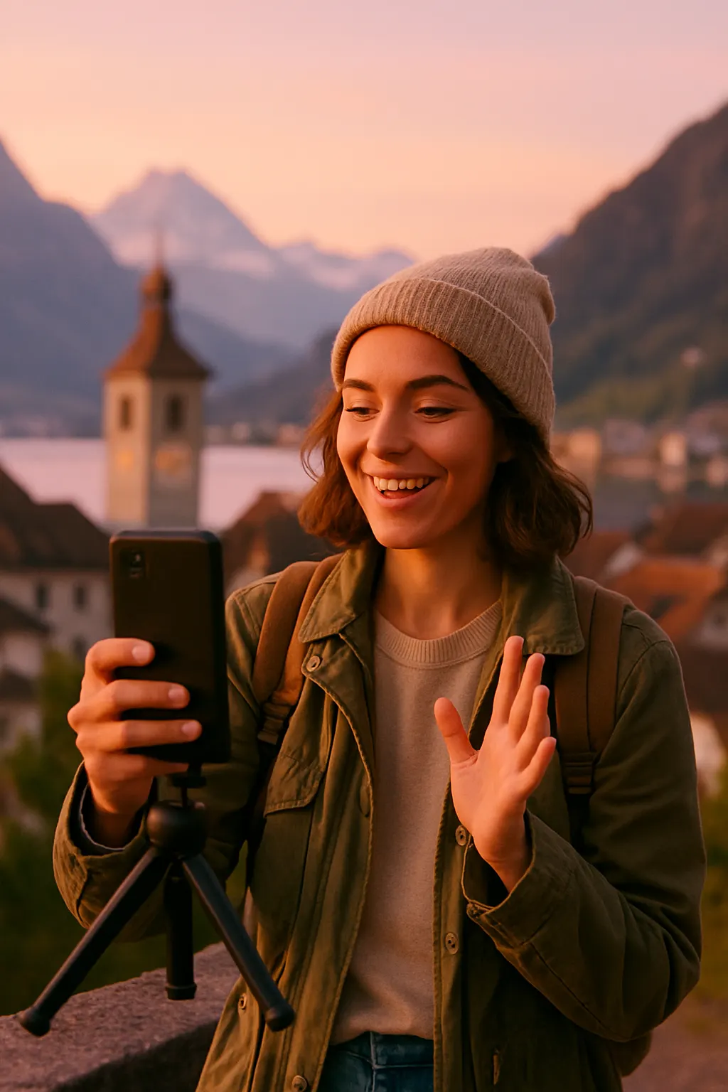 Content creator filming in Switzerland