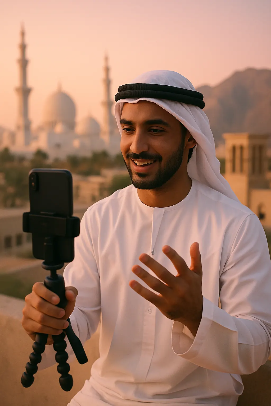 Content creator filming in the United Arab Emirates