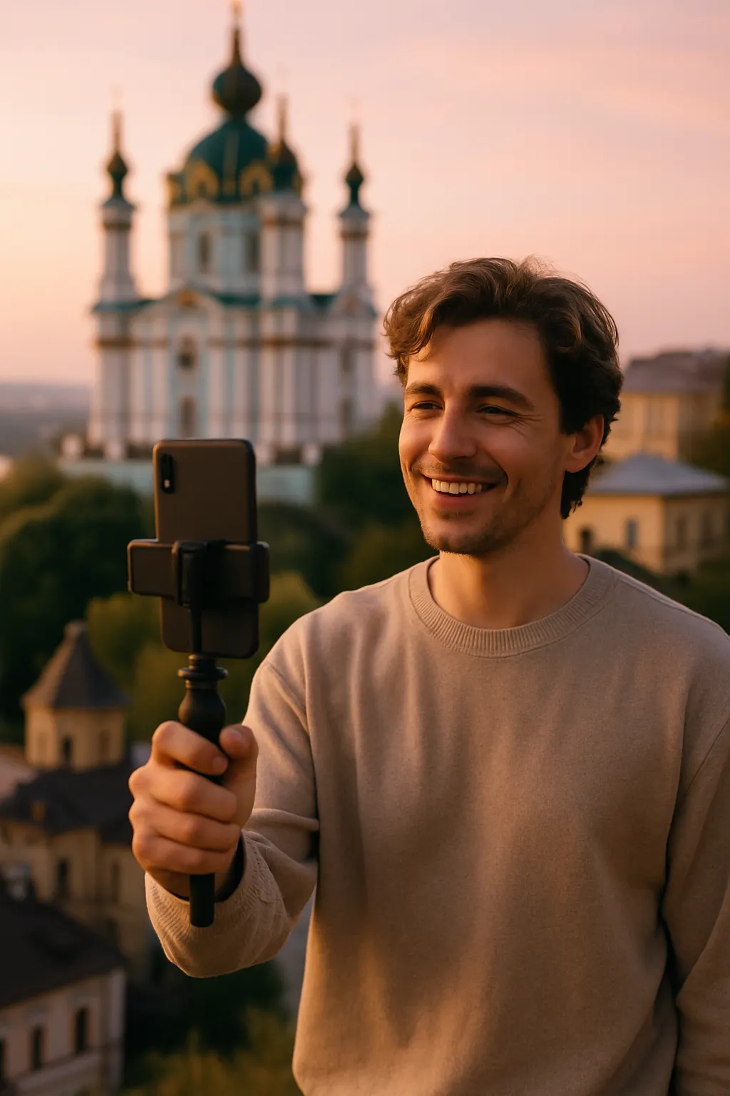 Content creator filming in Ukraine
