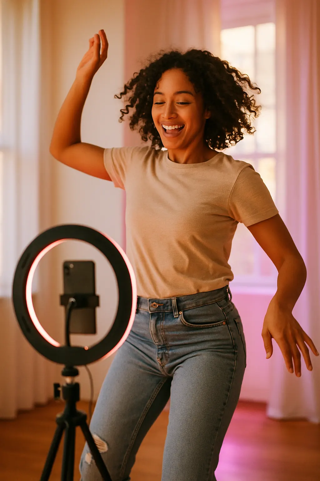 Content creator producing Tiktok content